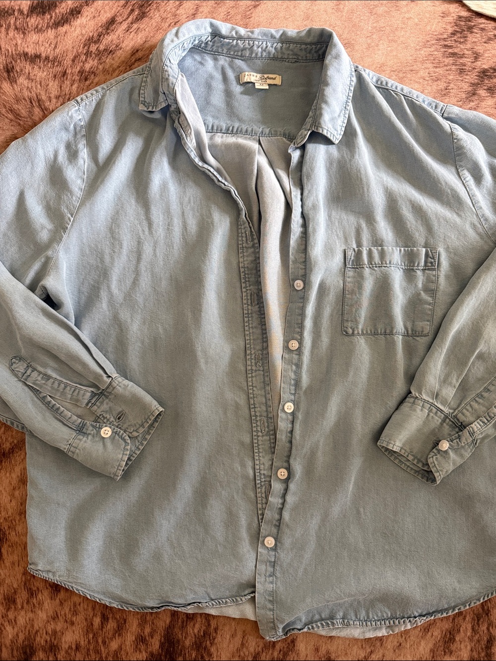 JACHS Girlfriend Light Blue Relaxed Button-Down Shirt